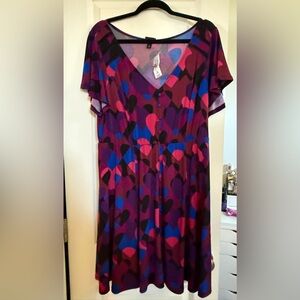 Vibrant Heart Print Midi Dress